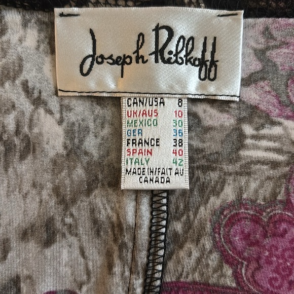 Joseph Ribkoff Red Pink Sheath Dress V-Neck 3/4 Sleeve - Picture 5 of 6